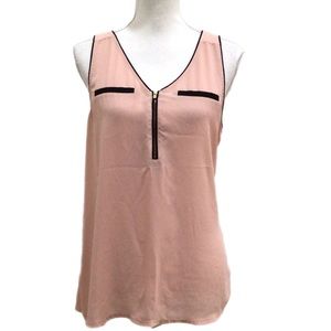 EXPRESS Blush Pink & Black Career Sleeveless Blouse